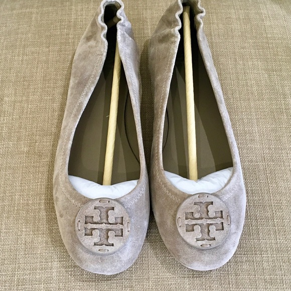 Tory Burch Minnie Suede Leather Travel Ballet Flat, Rocky Pebble - Picture 3 of 14